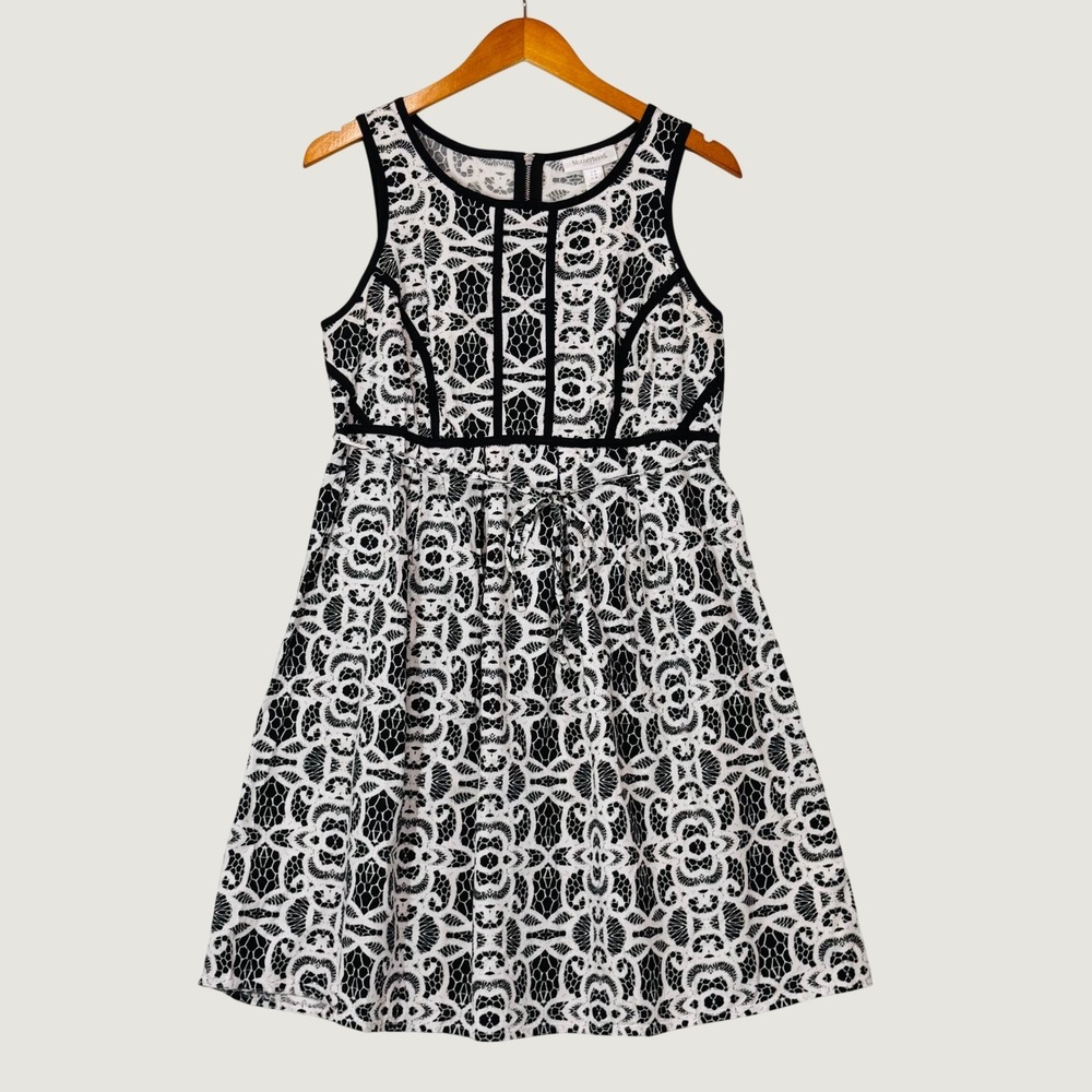 Motherhood Maternity Dress Womens Size M Black White Lace Sleeveless 1-98140